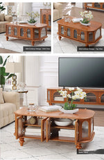 Elegant Solid Wood Coffee Table with Multi-Layer Board and Glass Design – Stylish Living Room Furniture Solution halmh-5308