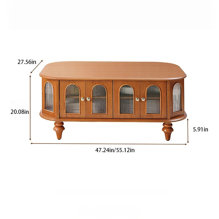 Elegant Solid Wood Coffee Table with Multi-Layer Board and Glass Design – Stylish Living Room Furniture Solution halmh-5308