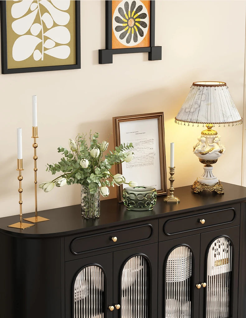 Elegant Solid Wood Sideboard with Glass Doors – Stylish Storage Solution for Modern Homes halmh-5309