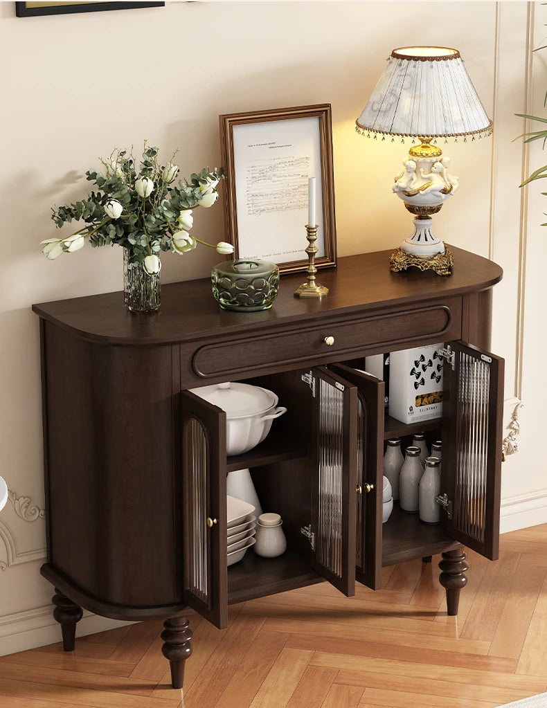 Elegant Solid Wood Sideboard with Glass Doors – Stylish Storage Solution for Modern Homes halmh-5309