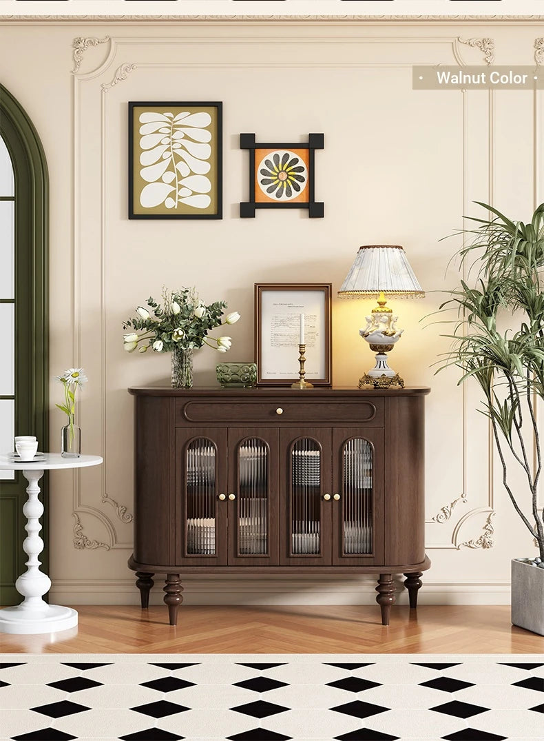 Elegant Solid Wood Sideboard with Glass Doors – Stylish Storage Solution for Modern Homes halmh-5309