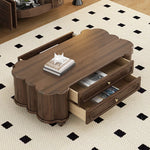 Stylish Black Walnut Wood Coffee Table with Elegant Design and Storage Drawers halmh-5310