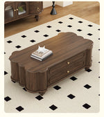 Stylish Black Walnut Wood Coffee Table with Elegant Design and Storage Drawers halmh-5310