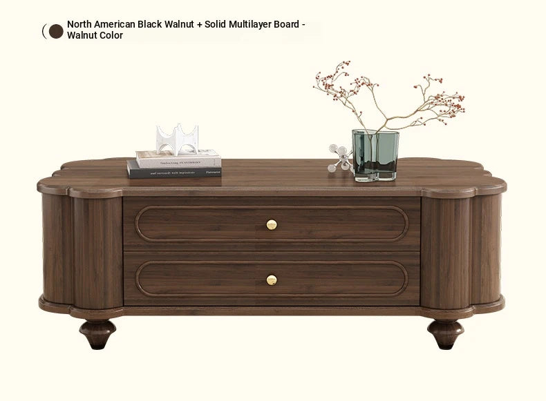 Stylish Black Walnut Wood Coffee Table with Elegant Design and Storage Drawers halmh-5310
