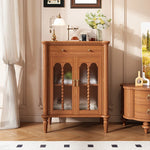 Elegant Solid Wood Cabinet with Glass Doors - Multi-Layer Storage Solution for Home Décor halmh-5311