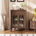 Elegant Solid Wood Cabinet with Glass Doors - Multi-Layer Storage Solution for Home Décor halmh-5311