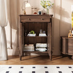 Elegant Solid Wood Cabinet with Glass Doors - Multi-Layer Storage Solution for Home Décor halmh-5311