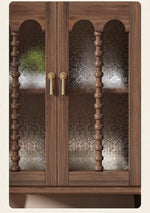 Elegant Solid Wood Cabinet with Glass Doors - Multi-Layer Storage Solution for Home Décor halmh-5311