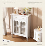 Elegant Solid Wood Cabinet with Glass Doors - Multi-Layer Storage Solution for Home Décor halmh-5311