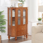 Elegant Solid Wood Cabinet with Glass Doors and Multi-Layer Design - Perfect Storage Solution for Living Room halmh-5312