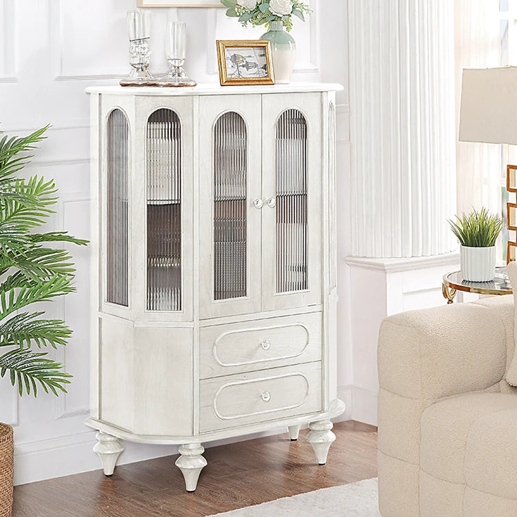 Elegant Solid Wood Cabinet with Glass Doors and Multi-Layer Design - Perfect Storage Solution for Living Room halmh-5312