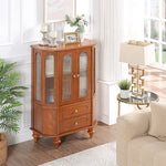 Elegant Solid Wood Cabinet with Glass Doors and Multi-Layer Design - Perfect Storage Solution for Living Room halmh-5312