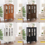 Elegant Solid Wood Cabinet with Glass Doors and Multi-Layer Design - Perfect Storage Solution for Living Room halmh-5312
