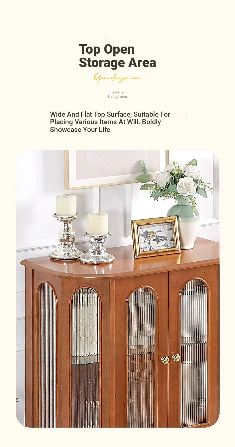 Elegant Solid Wood Cabinet with Glass Doors and Multi-Layer Design - Perfect Storage Solution for Living Room halmh-5312