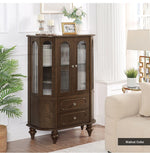 Elegant Solid Wood Cabinet with Glass Doors and Multi-Layer Design - Perfect Storage Solution for Living Room halmh-5312