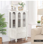 Elegant Solid Wood Cabinet with Glass Doors and Multi-Layer Design - Perfect Storage Solution for Living Room halmh-5312