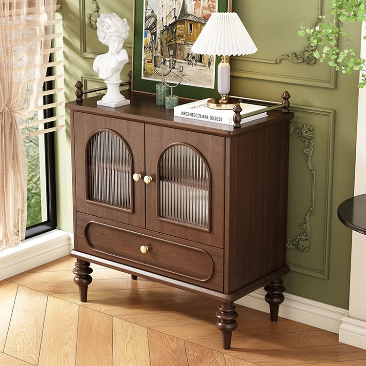 Elegant Solid Wood Sideboard with Multi-layer Glass Design - Perfect for Stylish Storage Solutions halmh-5313