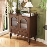 Elegant Solid Wood Sideboard with Multi-layer Glass Design - Perfect for Stylish Storage Solutions halmh-5313