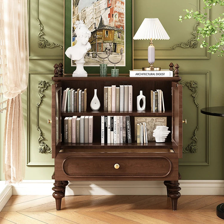 Elegant Solid Wood Sideboard with Multi-layer Glass Design - Perfect for Stylish Storage Solutions halmh-5313