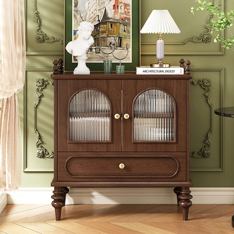 Elegant Solid Wood Sideboard with Multi-layer Glass Design - Perfect for Stylish Storage Solutions halmh-5313