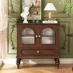 Elegant Solid Wood Sideboard with Multi-layer Glass Design - Perfect for Stylish Storage Solutions halmh-5313