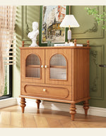 Elegant Solid Wood Sideboard with Multi-layer Glass Design - Perfect for Stylish Storage Solutions halmh-5313