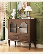 Elegant Solid Wood Sideboard with Multi-layer Glass Design - Perfect for Stylish Storage Solutions halmh-5313