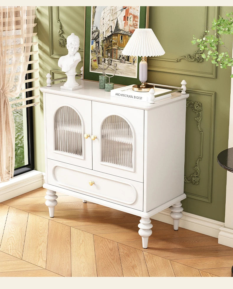 Elegant Solid Wood Sideboard with Multi-layer Glass Design - Perfect for Stylish Storage Solutions halmh-5313