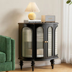 Elegant Solid Wood Entryway Cabinet with Glass Doors - Versatile Storage Solution for Home Décor halmh-5314