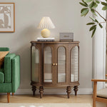 Elegant Solid Wood Entryway Cabinet with Glass Doors - Versatile Storage Solution for Home Décor halmh-5314