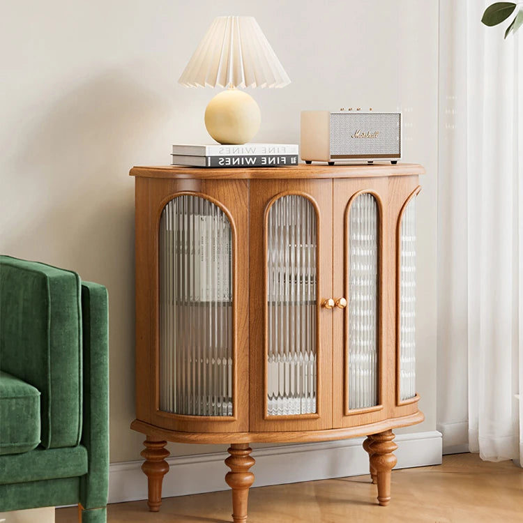 Elegant Solid Wood Entryway Cabinet with Glass Doors - Versatile Storage Solution for Home Décor halmh-5314