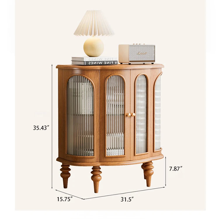 Elegant Solid Wood Entryway Cabinet with Glass Doors - Versatile Storage Solution for Home Décor halmh-5314