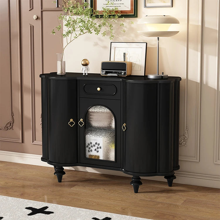 Elegant Solid Wood Sideboard with Glass Doors - Stylish Storage Solution for Home Decor halmh-5315