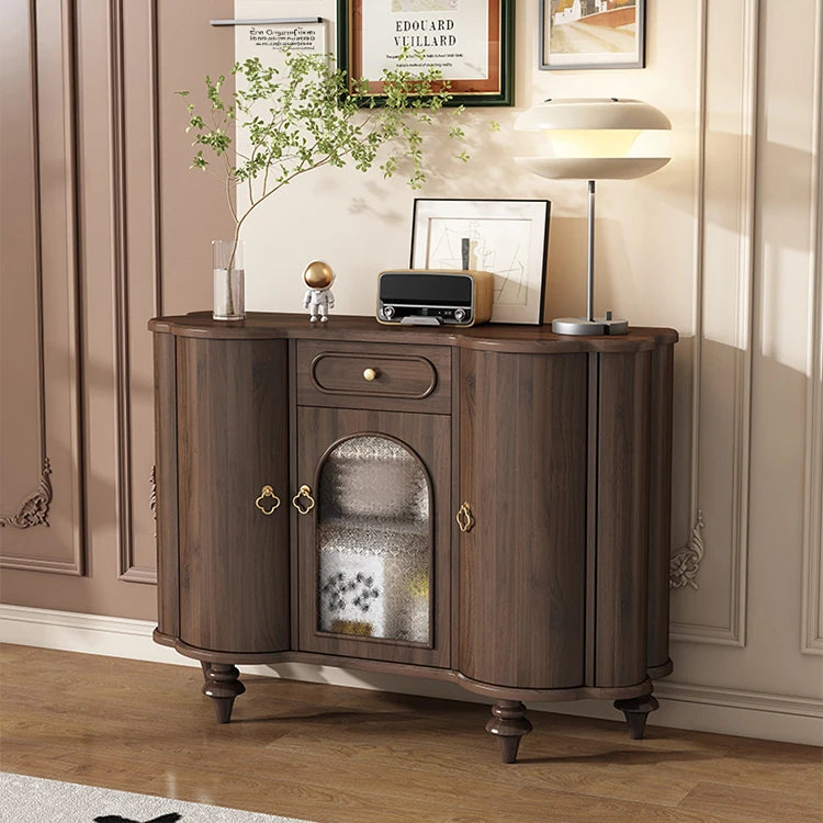Elegant Solid Wood Sideboard with Glass Doors - Stylish Storage Solution for Home Decor halmh-5315