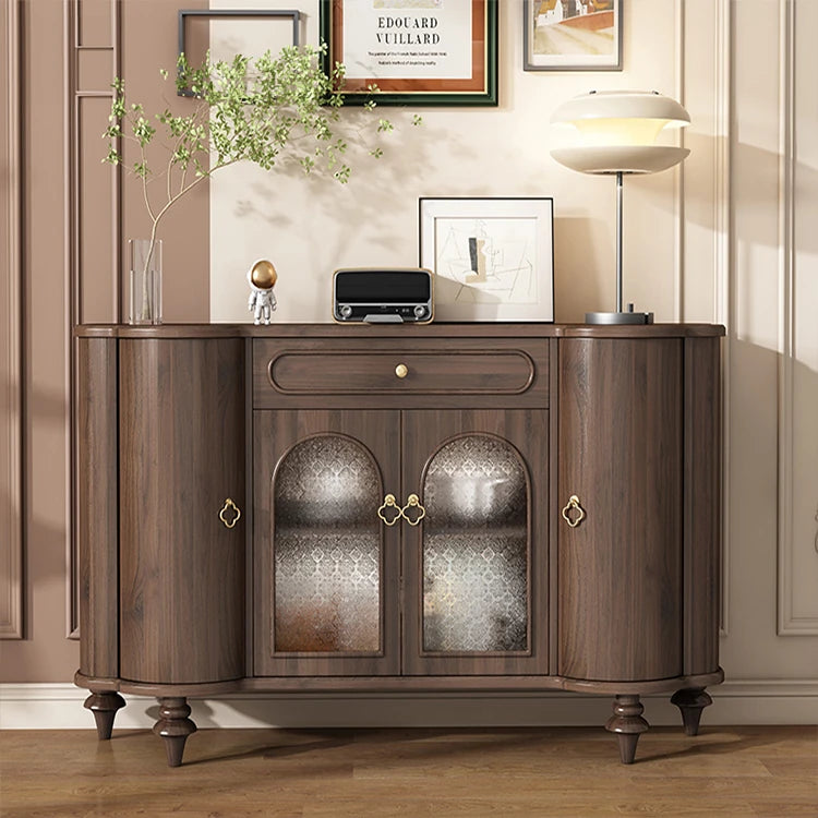 Elegant Solid Wood Sideboard with Glass Doors - Stylish Storage Solution for Home Decor halmh-5315