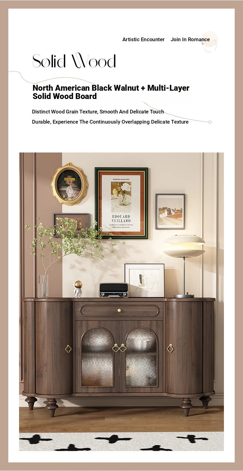 Elegant Solid Wood Sideboard with Glass Doors - Stylish Storage Solution for Home Decor halmh-5315