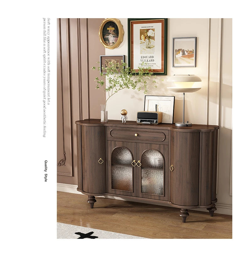 Elegant Solid Wood Sideboard with Glass Doors - Stylish Storage Solution for Home Decor halmh-5315