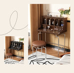 Elegant Solid Wood Makeup Vanity with Stainless Steel Legs – Chic Dressing Table for a Stylish Bedroom Setup halmh-5316
