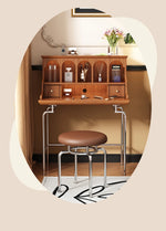 Elegant Solid Wood Makeup Vanity with Stainless Steel Legs – Chic Dressing Table for a Stylish Bedroom Setup halmh-5316