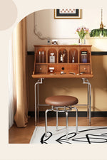 Elegant Solid Wood Makeup Vanity with Stainless Steel Legs – Chic Dressing Table for a Stylish Bedroom Setup halmh-5316