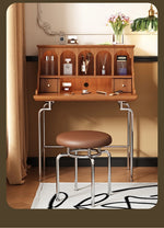 Elegant Solid Wood Makeup Vanity with Stainless Steel Legs – Chic Dressing Table for a Stylish Bedroom Setup halmh-5316