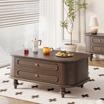 Elegant Solid Wood Coffee Table with Multi-Layer Design and Storage Drawers - Perfect for Living Room Decor halmh-5320