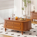 Elegant Solid Wood Coffee Table with Multi-Layer Design and Storage Drawers - Perfect for Living Room Decor halmh-5320