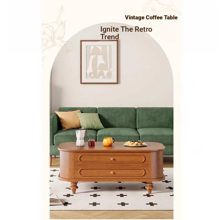 Elegant Solid Wood Coffee Table with Multi-Layer Design and Storage Drawers - Perfect for Living Room Decor halmh-5320