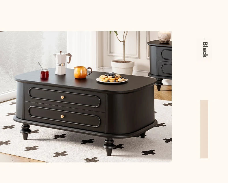 Elegant Solid Wood Coffee Table with Multi-Layer Design and Storage Drawers - Perfect for Living Room Decor halmh-5320