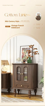 Elegant Black Walnut Wood Cabinet with Glass doors and Multi-layer Design – Stylish Storage Solution for Your Home Decor halmh-5321