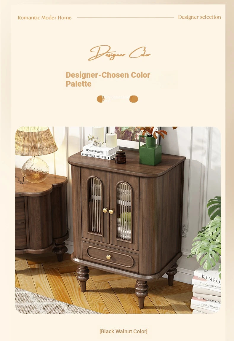 Elegant Black Walnut Wood Cabinet with Glass doors and Multi-layer Design – Stylish Storage Solution for Your Home Decor halmh-5321