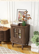 Elegant Black Walnut Wood Cabinet with Glass doors and Multi-layer Design – Stylish Storage Solution for Your Home Decor halmh-5321