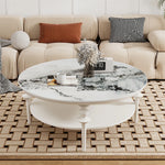 Stylish Solid Wood Coffee Table with Multi-Layer Board & Sintered Stone Top – Round Modern Centerpiece for Living Room halmh-5322