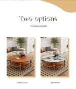 Stylish Solid Wood Coffee Table with Multi-Layer Board & Sintered Stone Top – Round Modern Centerpiece for Living Room halmh-5322